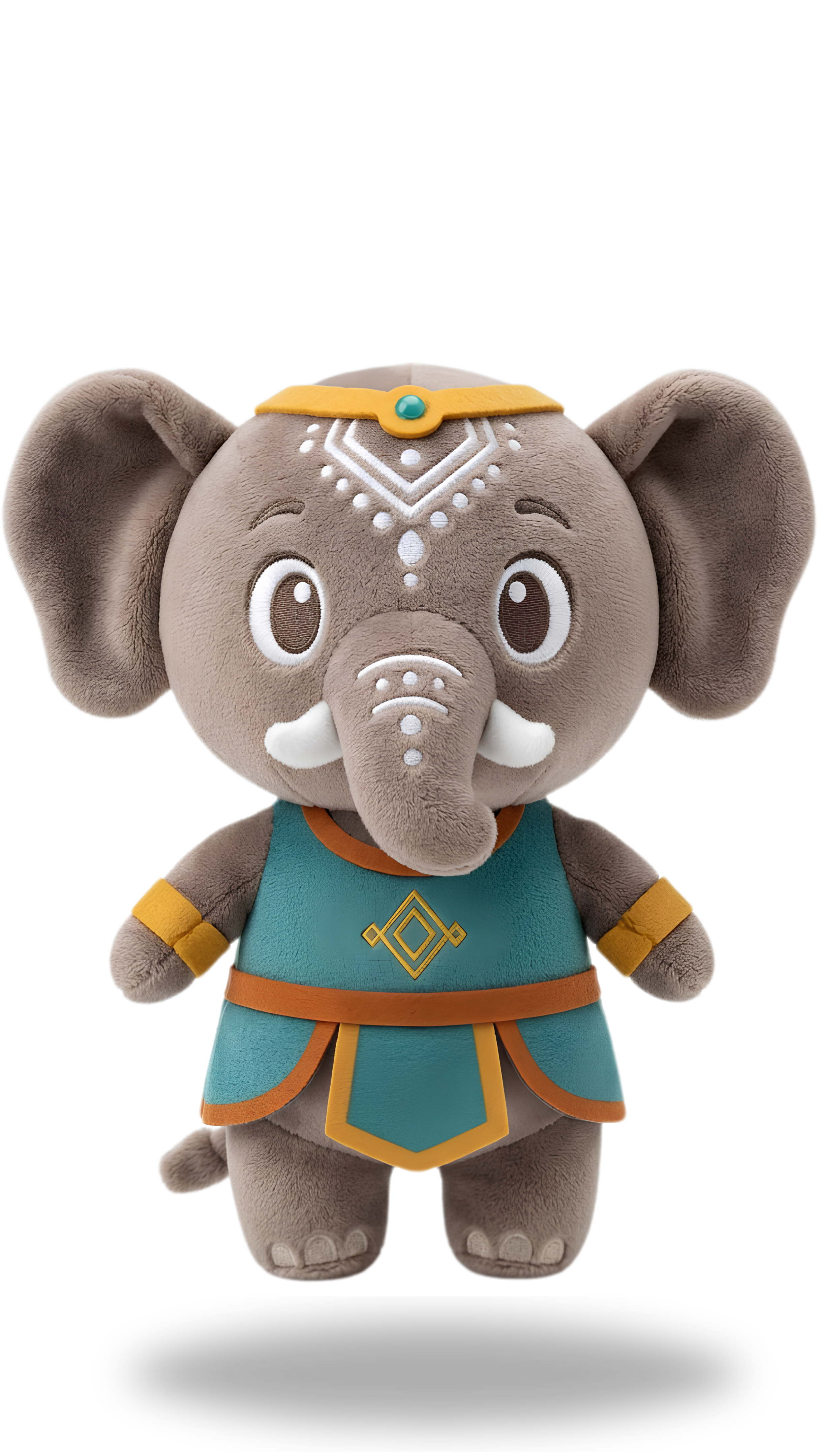 Rendani Ka Ndompfu Elephant Warrior 25cm collectible plush with golden headband and turquoise tunic